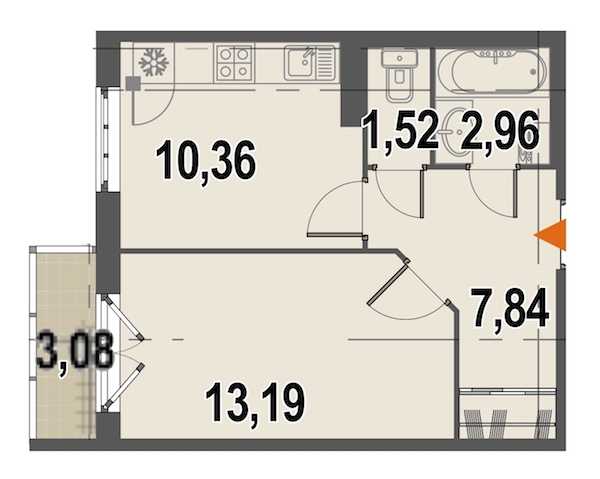 Однокомнатная квартира в : площадь 36.4 м2 , этаж: 5 – купить в Санкт-Петербурге